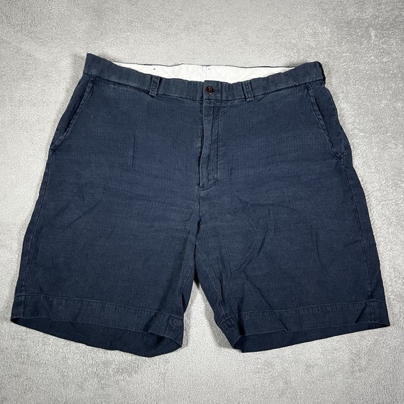 Polo Ralph Lauren Shorts Mens 40 Blue Linen Silk Chino Casual Vintage Beach - Picture 1 of 12